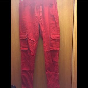 Red cargo pants